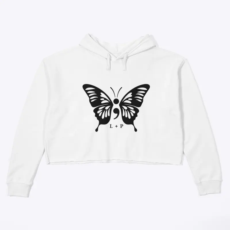 LP - Black and White Crop Hoodie